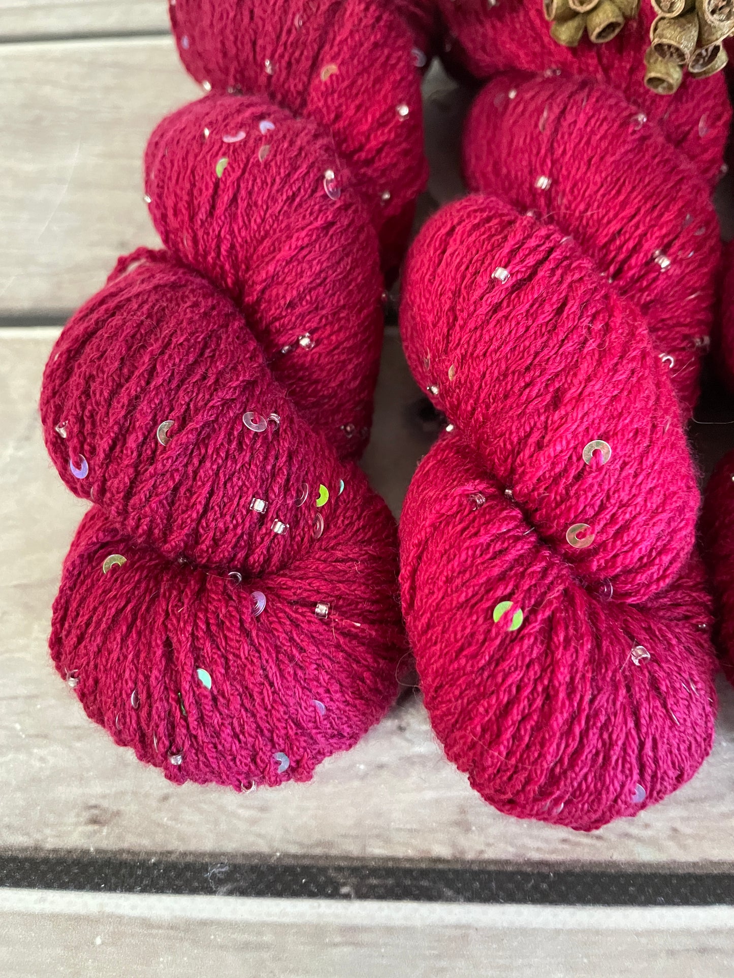 Bush Berries on merino bead and sequins - Yuja 8ply