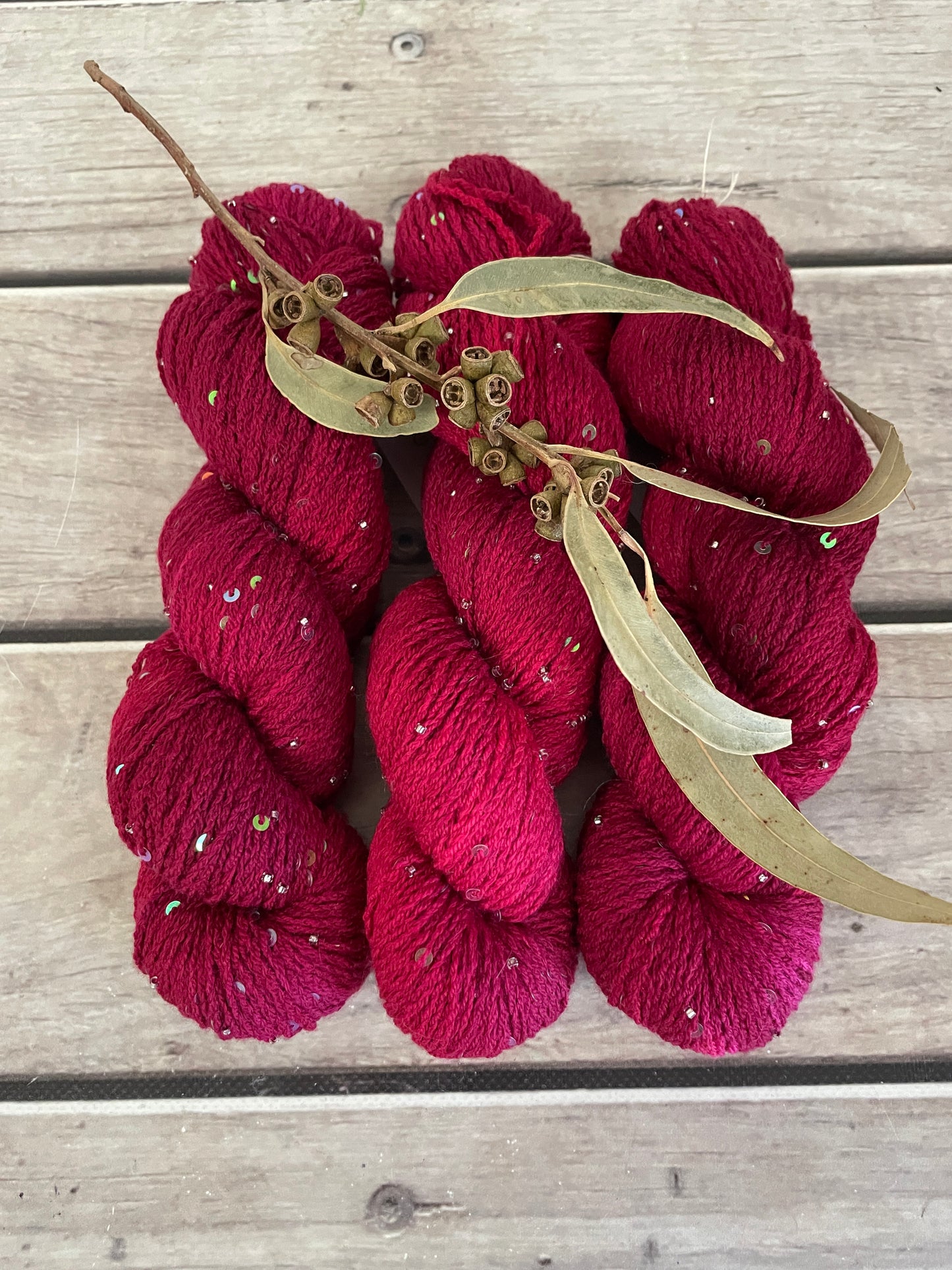 Bush Berries on merino bead and sequins - Yuja 8ply