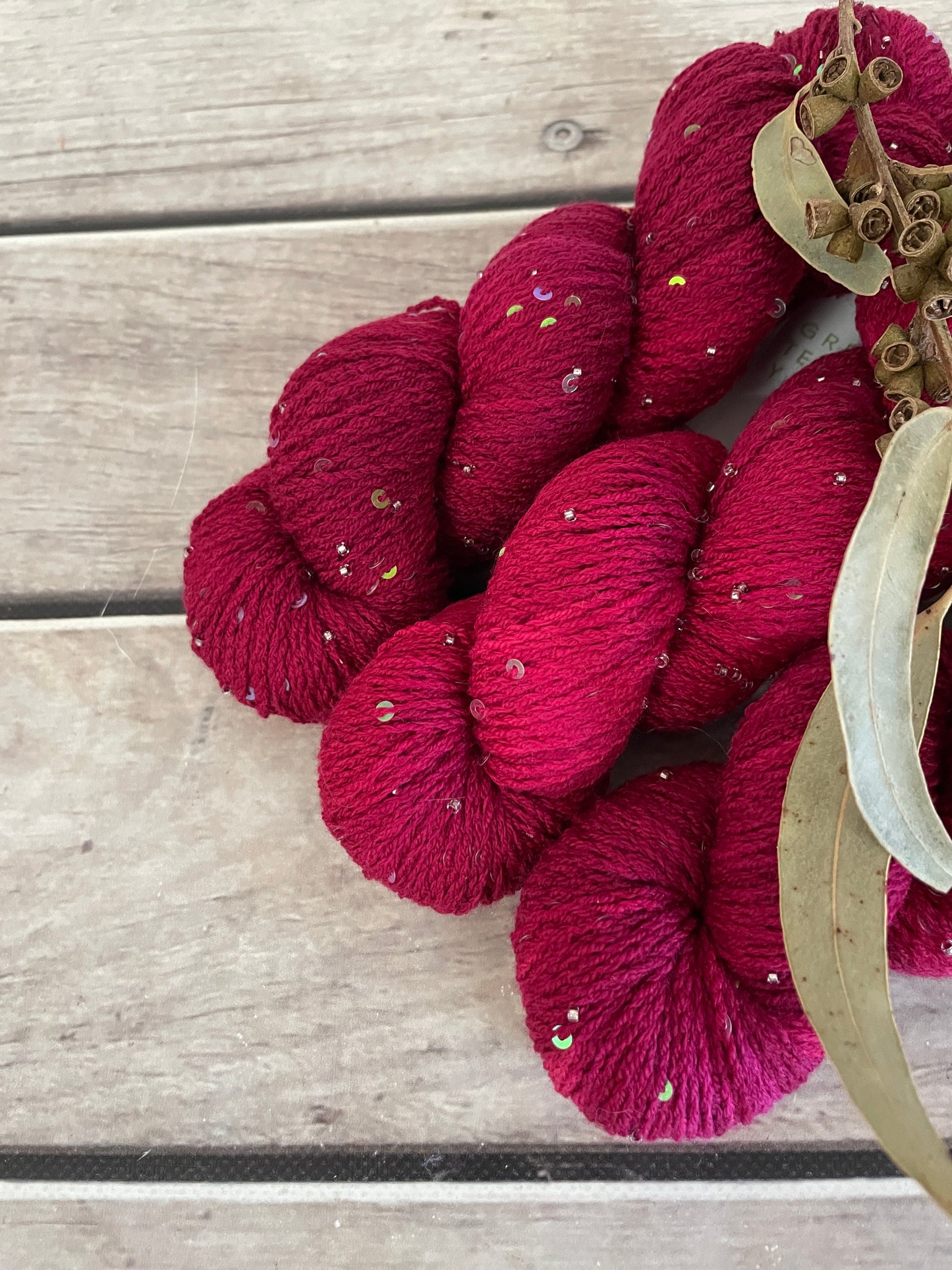 Bush Berries on merino bead and sequins - Yuja 8ply
