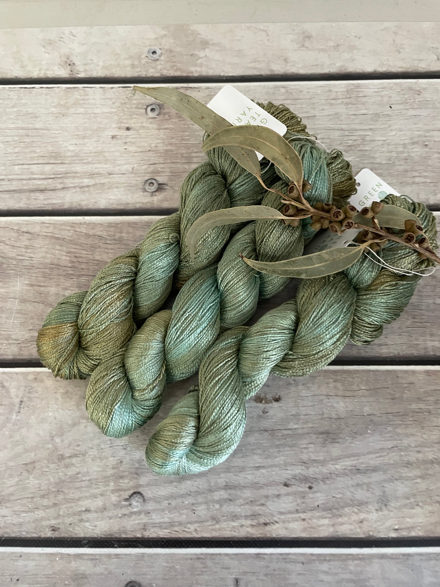 Sea Green - 3 ply pure silk yarn - Ginseng hl