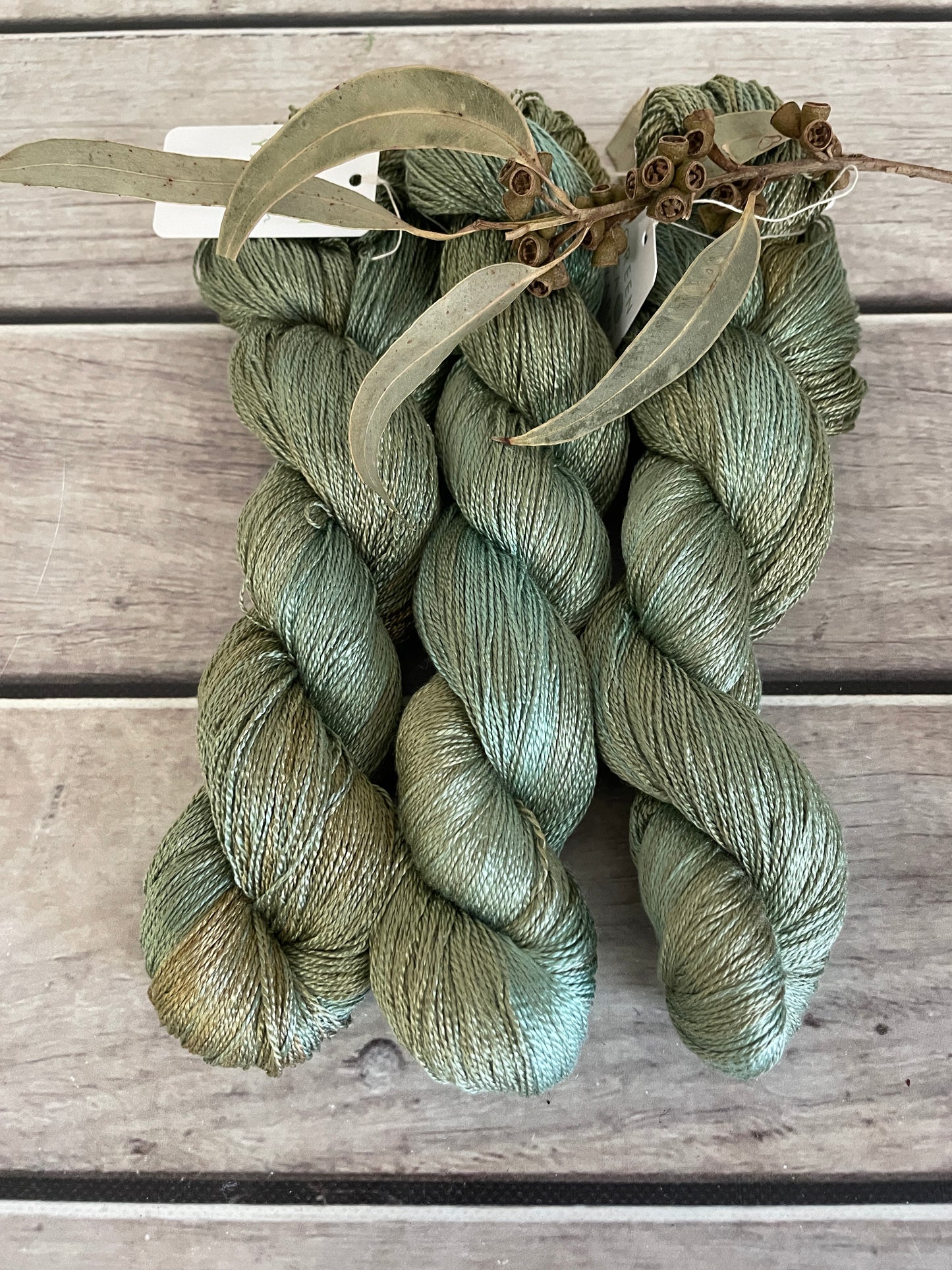 Sea Green - 3 ply pure silk yarn - Ginseng hl