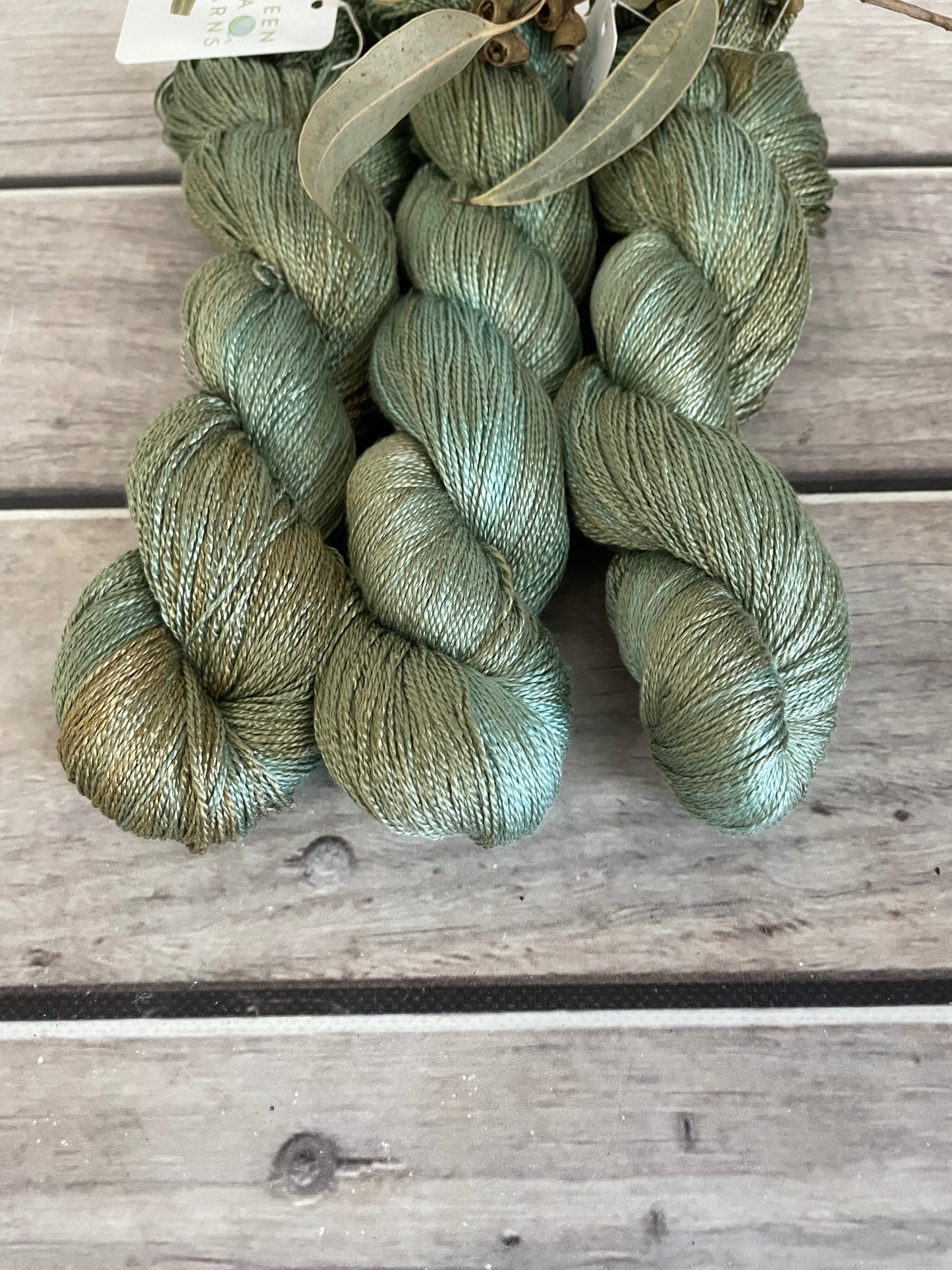 Sea Green - 3 ply pure silk yarn - Ginseng hl