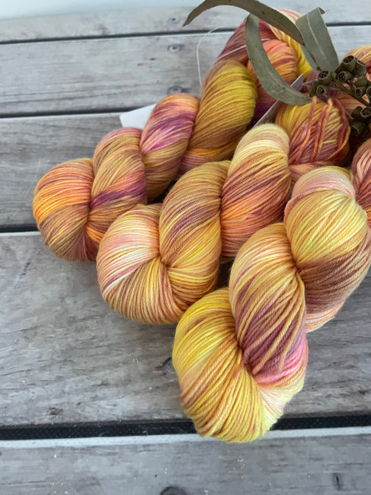 Sunnyside Up ooak - 4 ply merino/ nylon sock yarn- Darjeeling