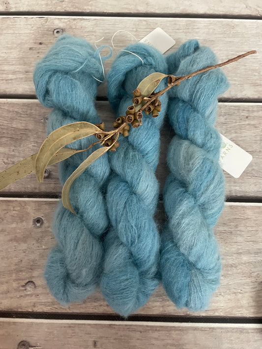 Blue Gum Mist ooak - 3 Ply baby suri/silk - Fenugreek