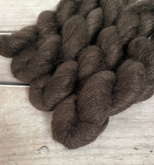 Dark Chocolate OB - on Silk and Mohair - Shui Yun, 2 ply/laceweight