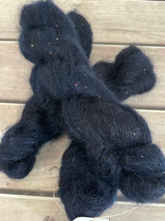 Midnight - mohair/silk/sequins - Gyrokuro 3ply