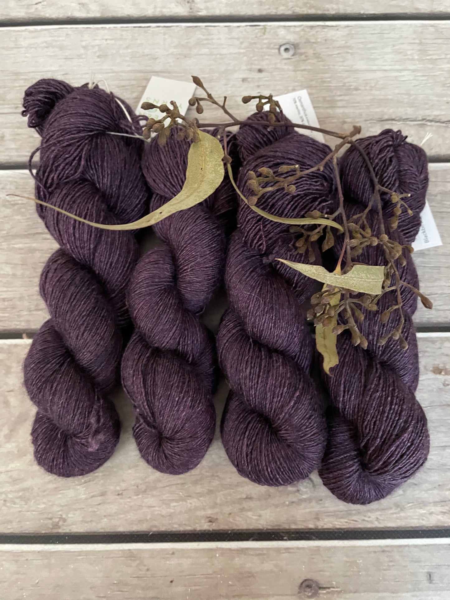 Blackbirds in Flight  on Merino and Silk 4 ply single yarn- Osmanthus