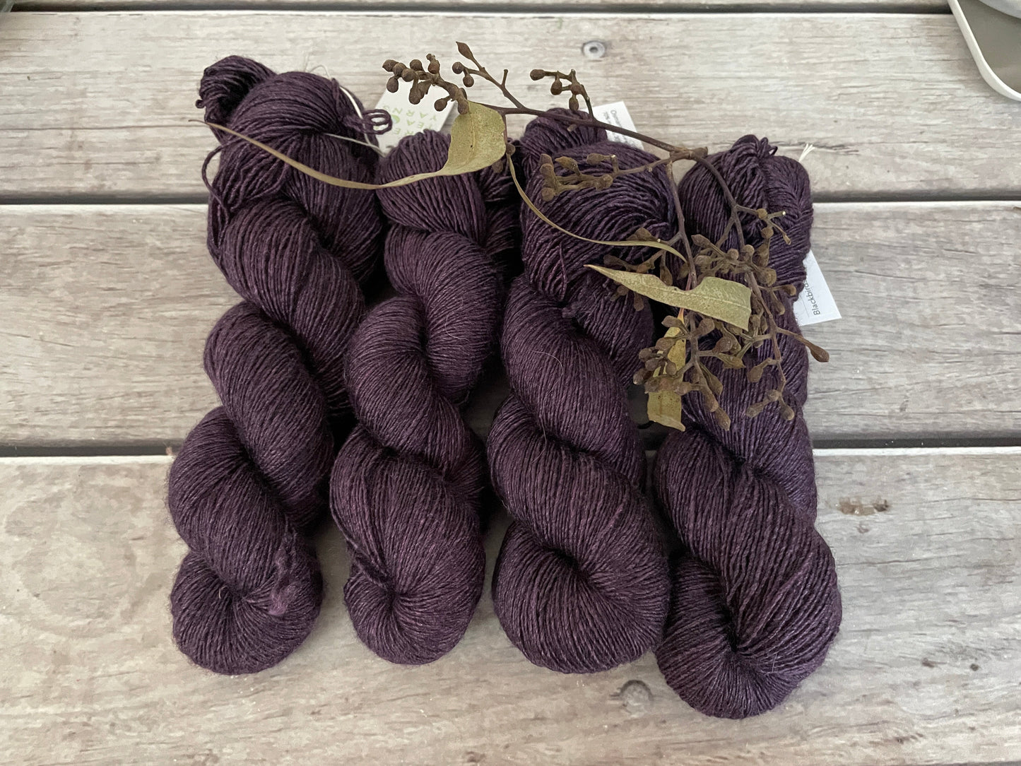 Blackbirds in Flight  on Merino and Silk 4 ply single yarn- Osmanthus