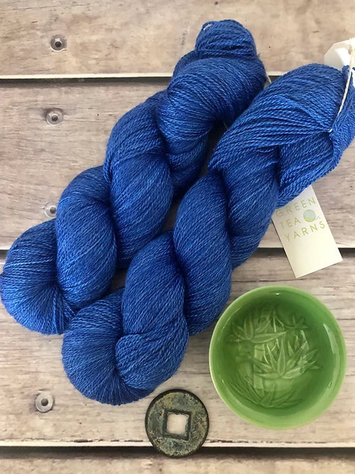 China Blue - 3 ply in Mulberry silk and BFL