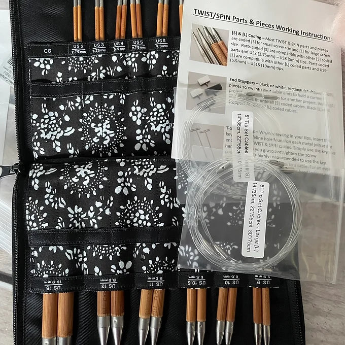 ChiaoGoo SPIN Needle set - 5" tips - Bamboo Full Set