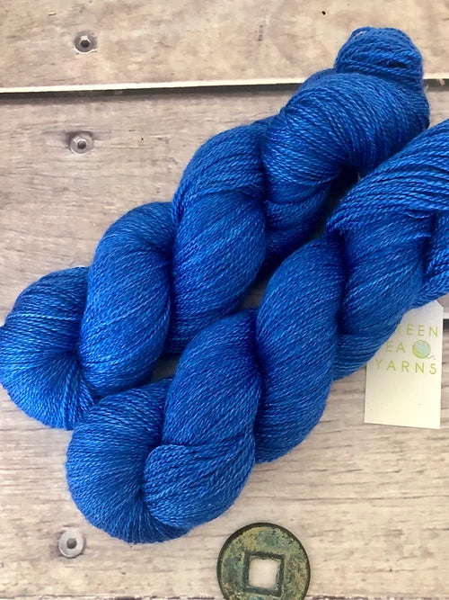 China Blue - 3 ply in Mulberry silk and BFL