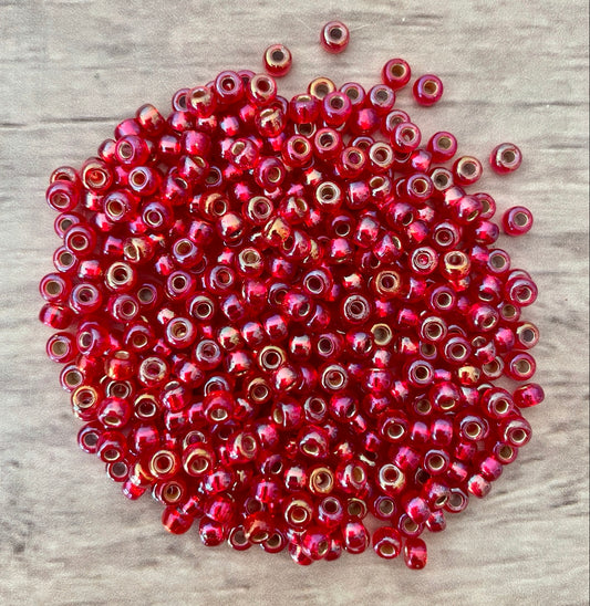 Miyuki 6 - Silver lined Flame Red AB