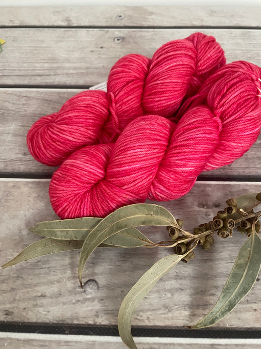 Raspberry Sorbet ooak - 8 ply merino and nylon sock yarn - Darjeeling DK