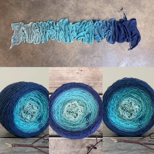 Ocean Breeze gradient on Echinacea Lace - 2 Ply silk - 150g