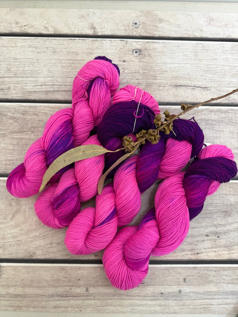 Petal and Plum ooak - 4 ply sock yarn in merino and nylon - Darjeeling 4