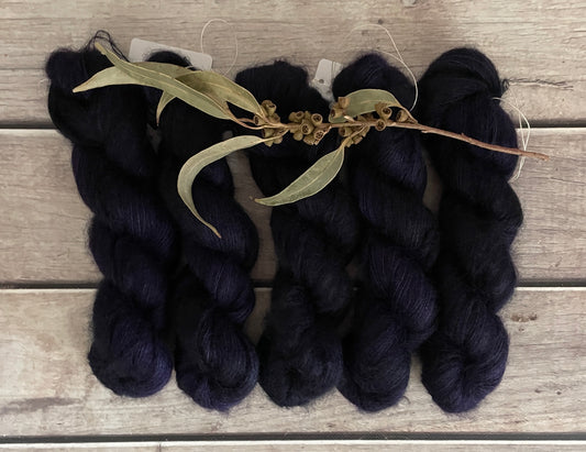 Percy's Purple - on Shui Yun Silk and Mohair - lace weight, 2 ply