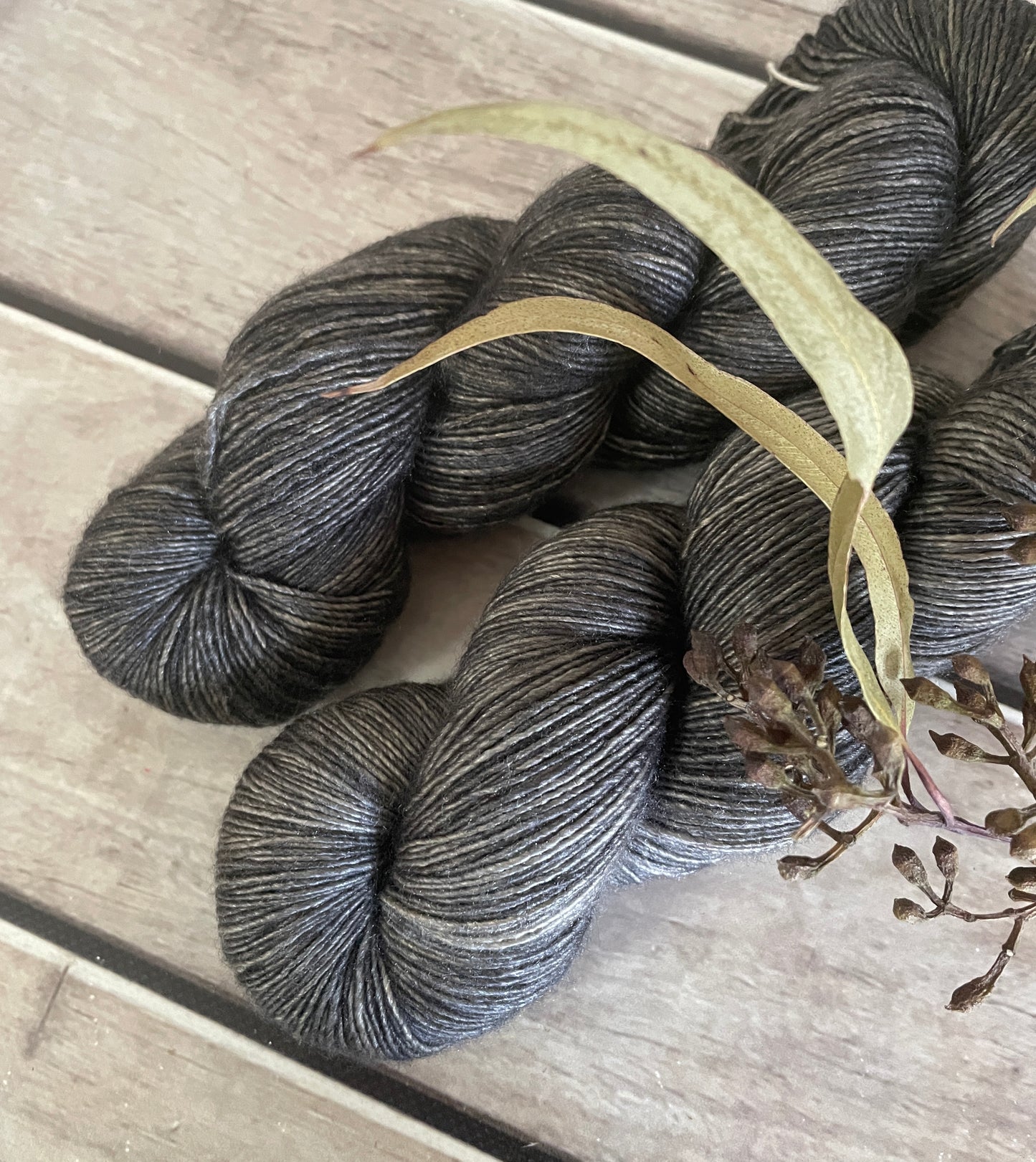 Fallen Ashes on Merino and Silk 4 ply single - Osmanthus