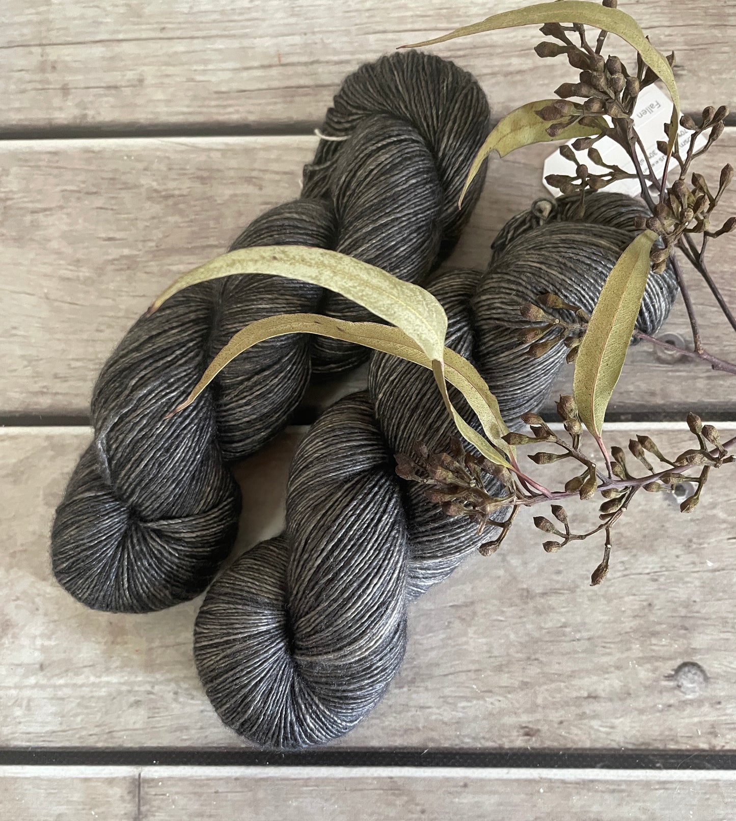 Fallen Ashes on Merino and Silk 4 ply single - Osmanthus