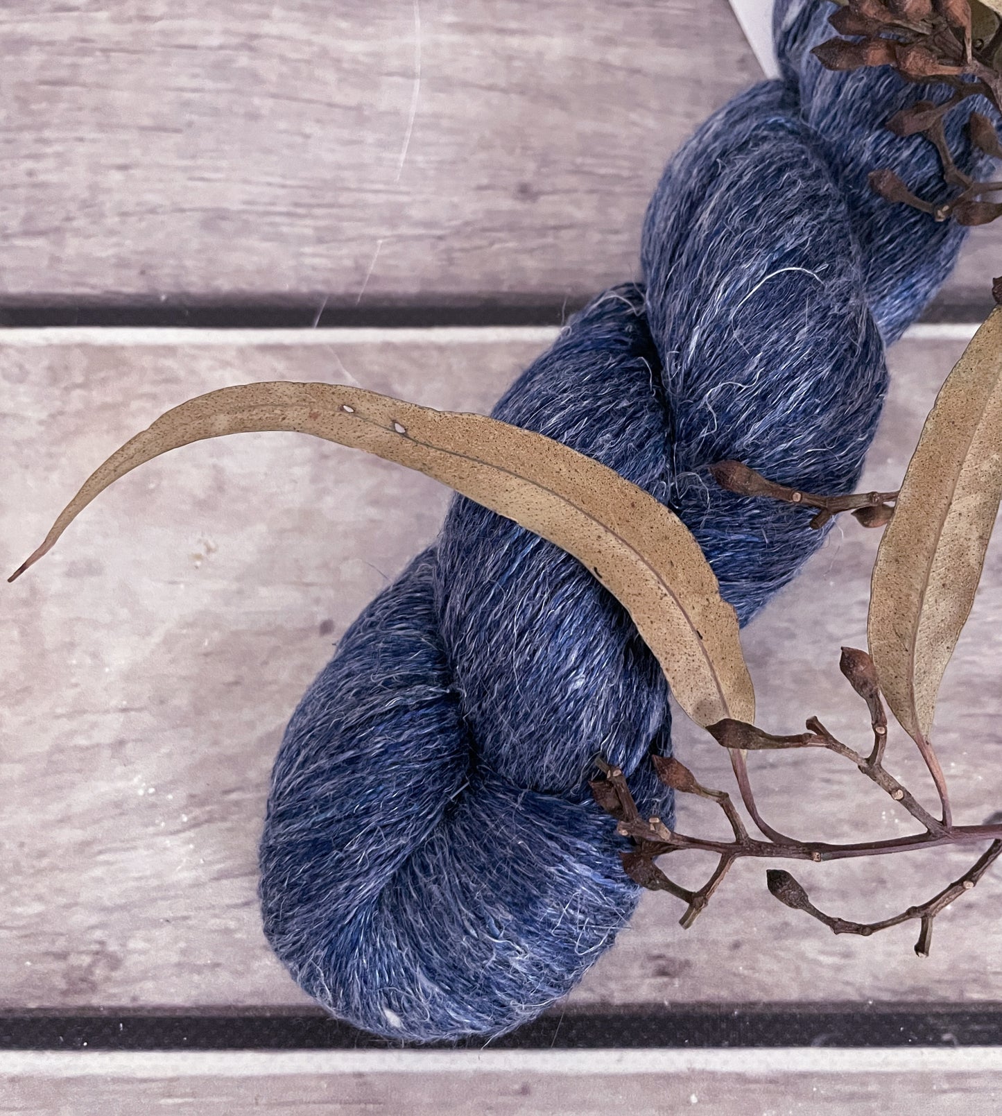 Dark Denim ooak - silk and linen 2 ply - Anise 2