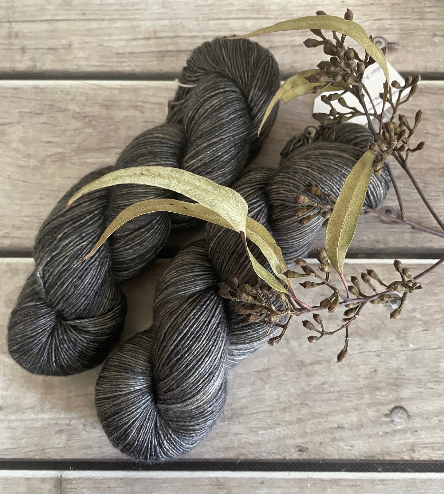 Fallen Ashes on Merino and Silk 4 ply single - Osmanthus