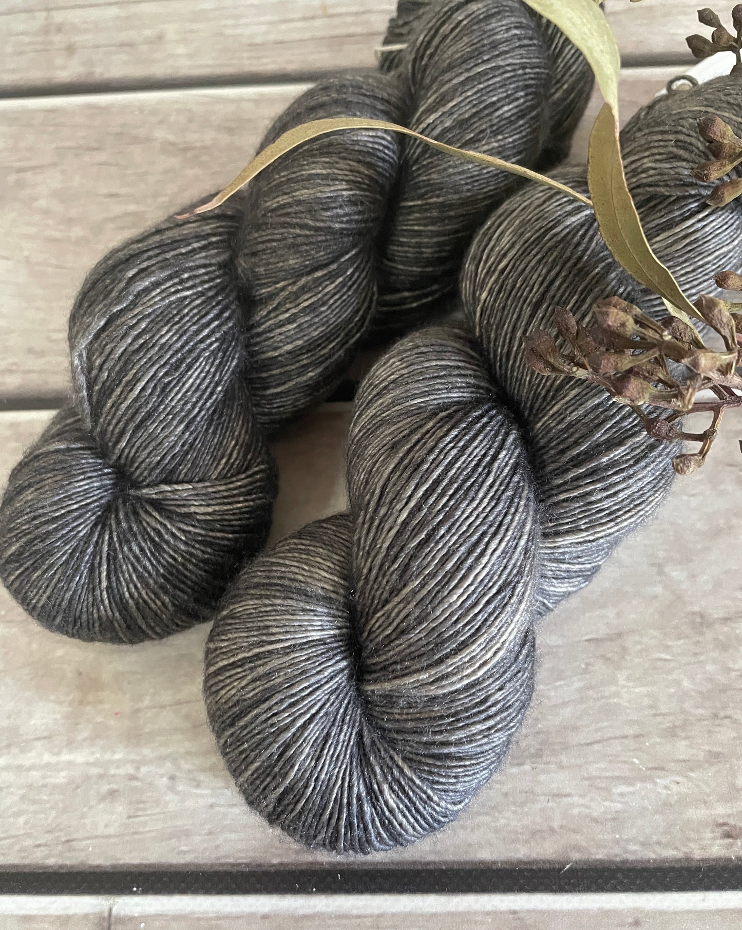 Fallen Ashes on Merino and Silk 4 ply single - Osmanthus