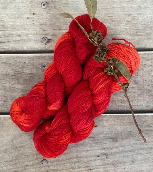 Hot Poker ooak  - 4ply/f - silk/merino yarn - Jasmine 4