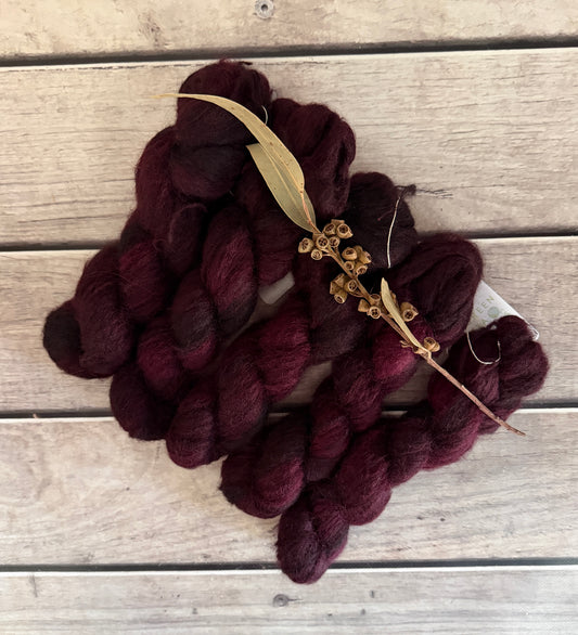 Black Cherry - 2 ply Suri/merino fluff - Rosemary