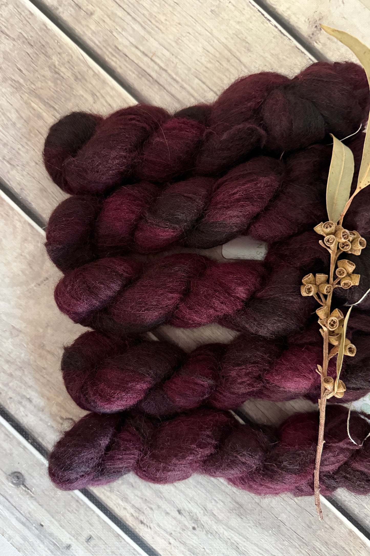 Black Cherry - 2 ply Suri/merino fluff - Rosemary
