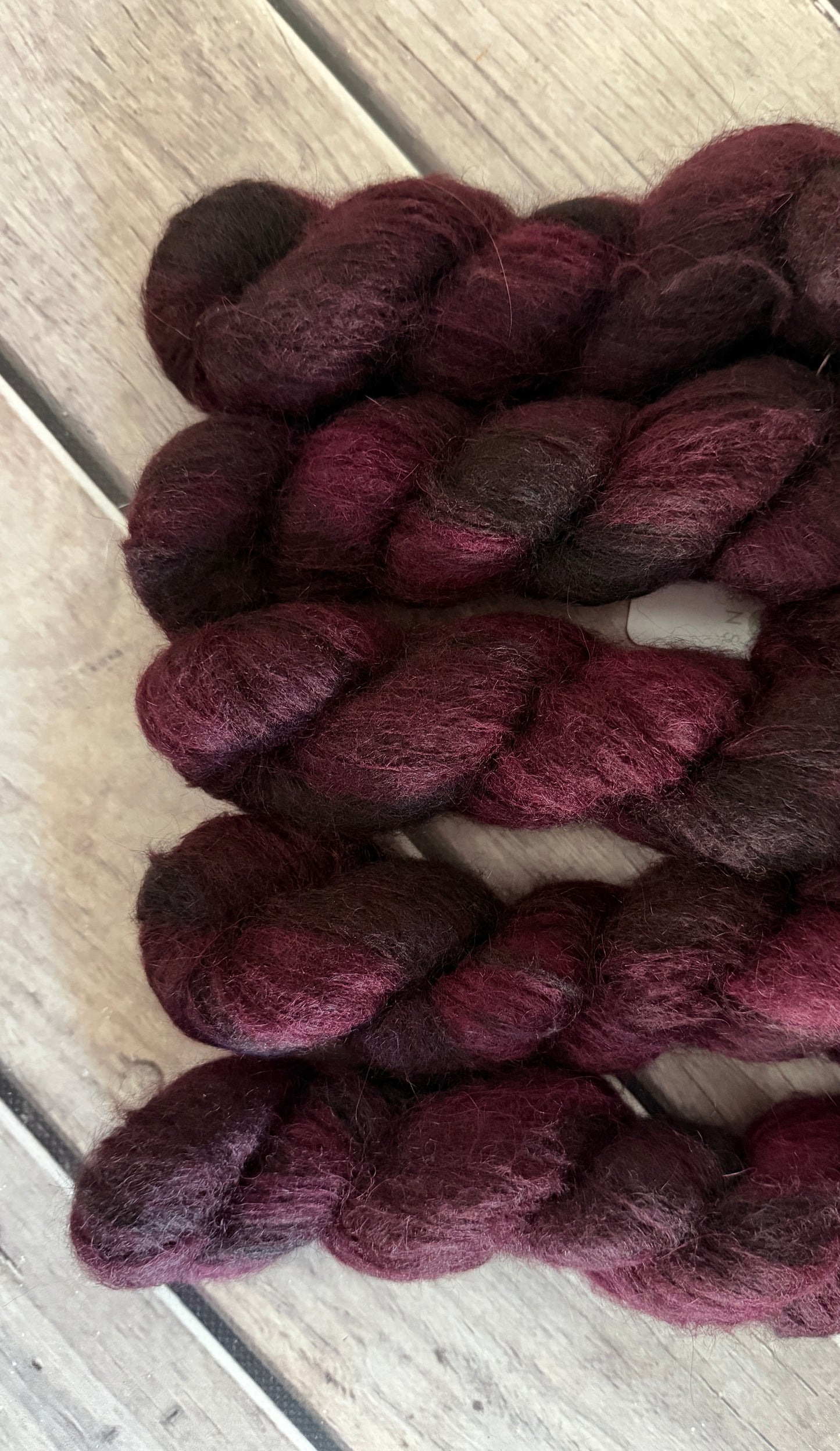 Black Cherry - 2 ply Suri/merino fluff - Rosemary
