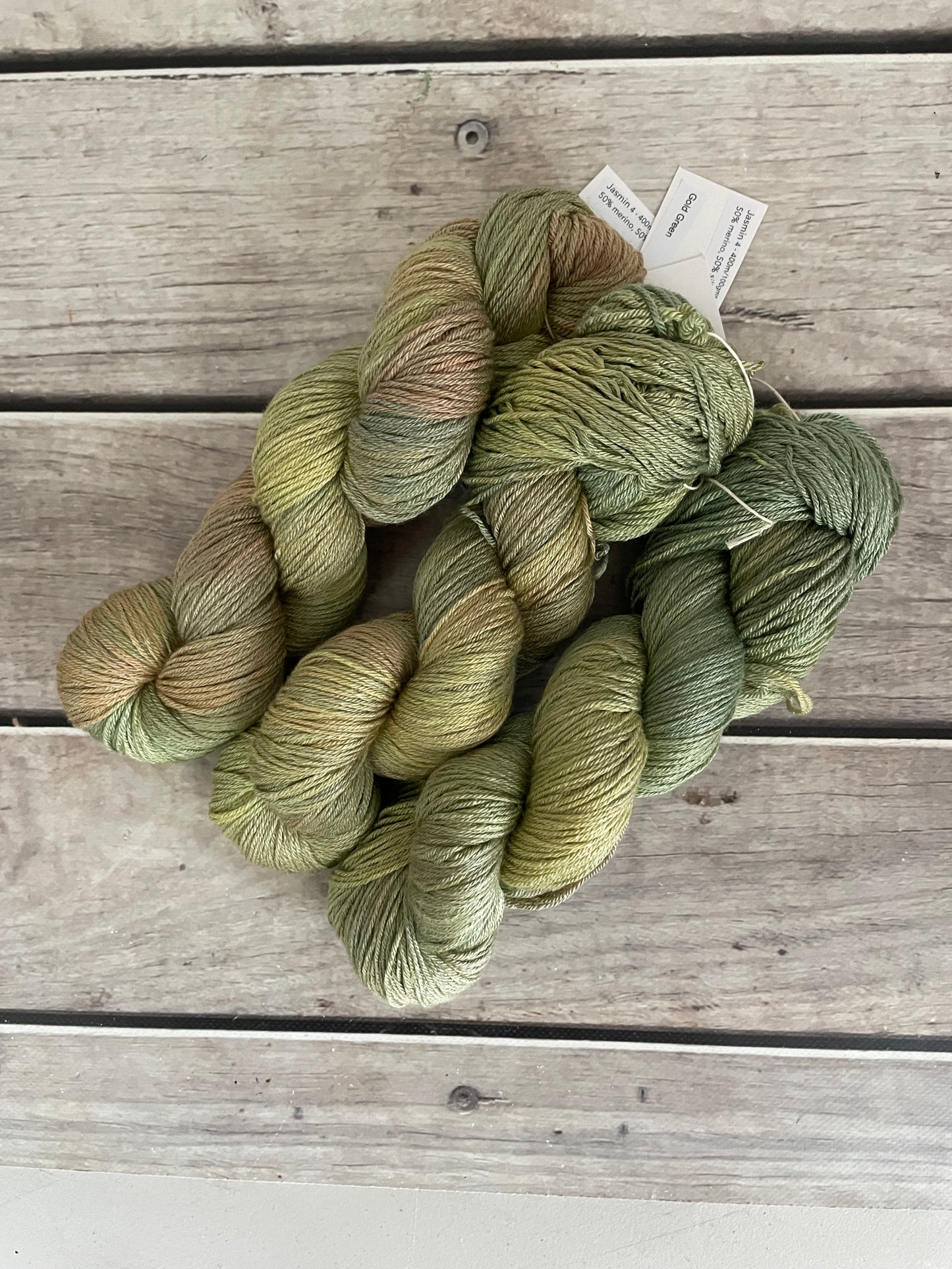 Gold Green- Merino/silk - 4 Ply - Jasmin4