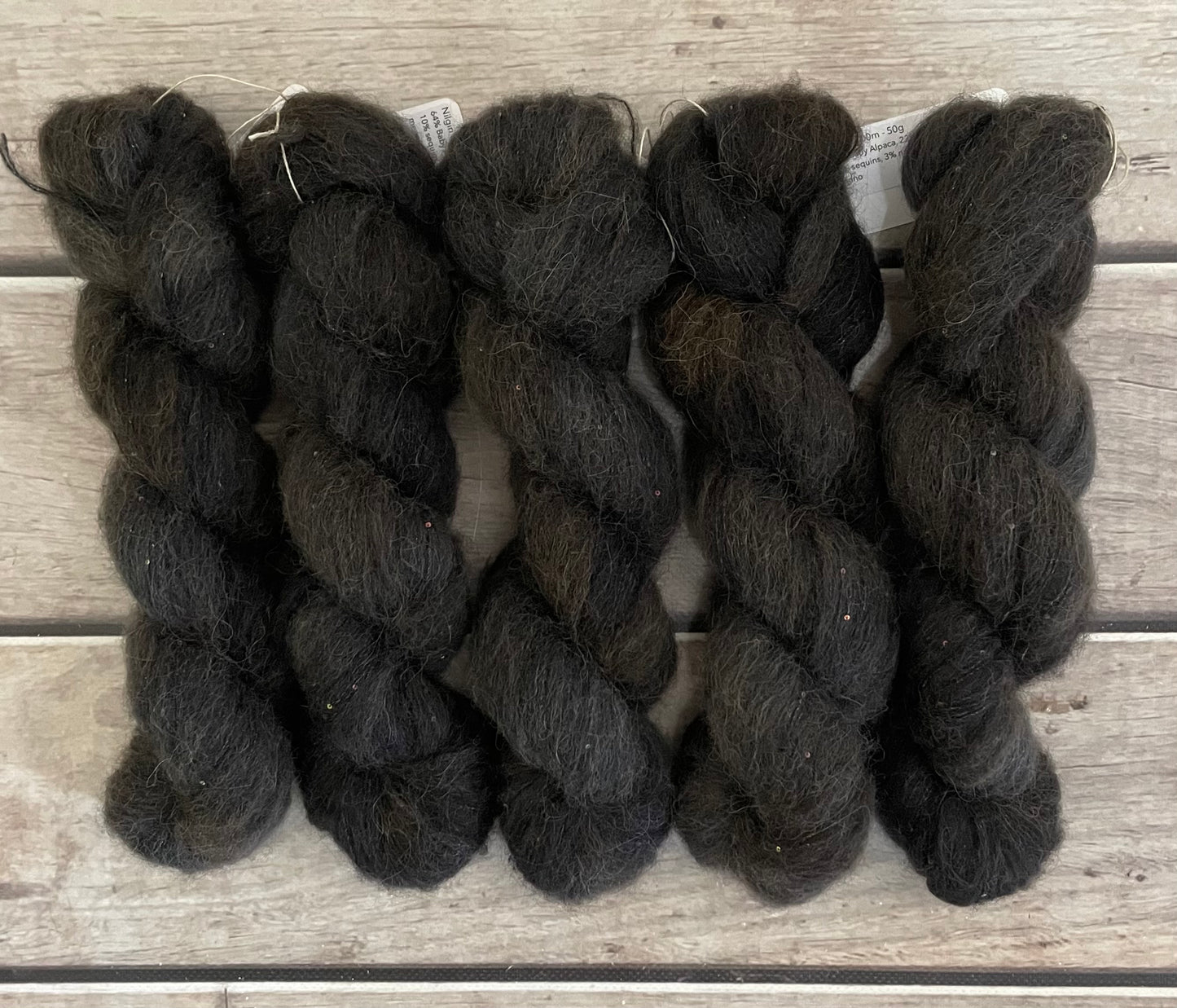 Belgium Chocolate - 3 ply baby alpaca/silk/sequins - Nilgiri