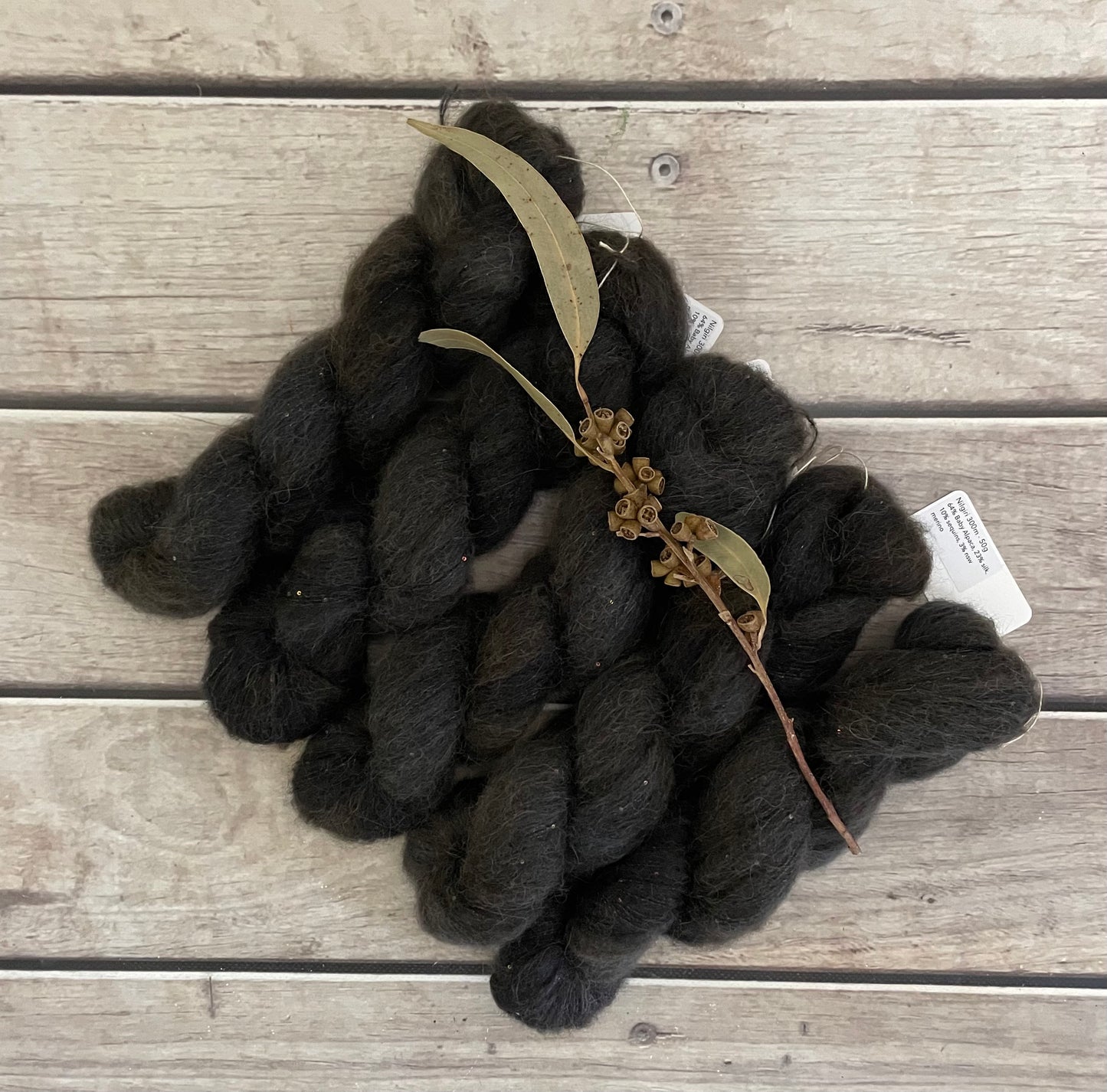 Belgium Chocolate - 3 ply baby alpaca/silk/sequins - Nilgiri