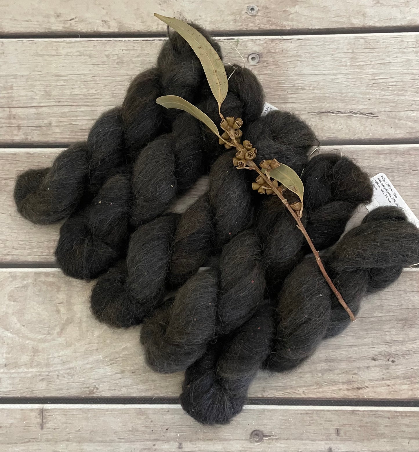 Belgium Chocolate - 3 ply baby alpaca/silk/sequins - Nilgiri