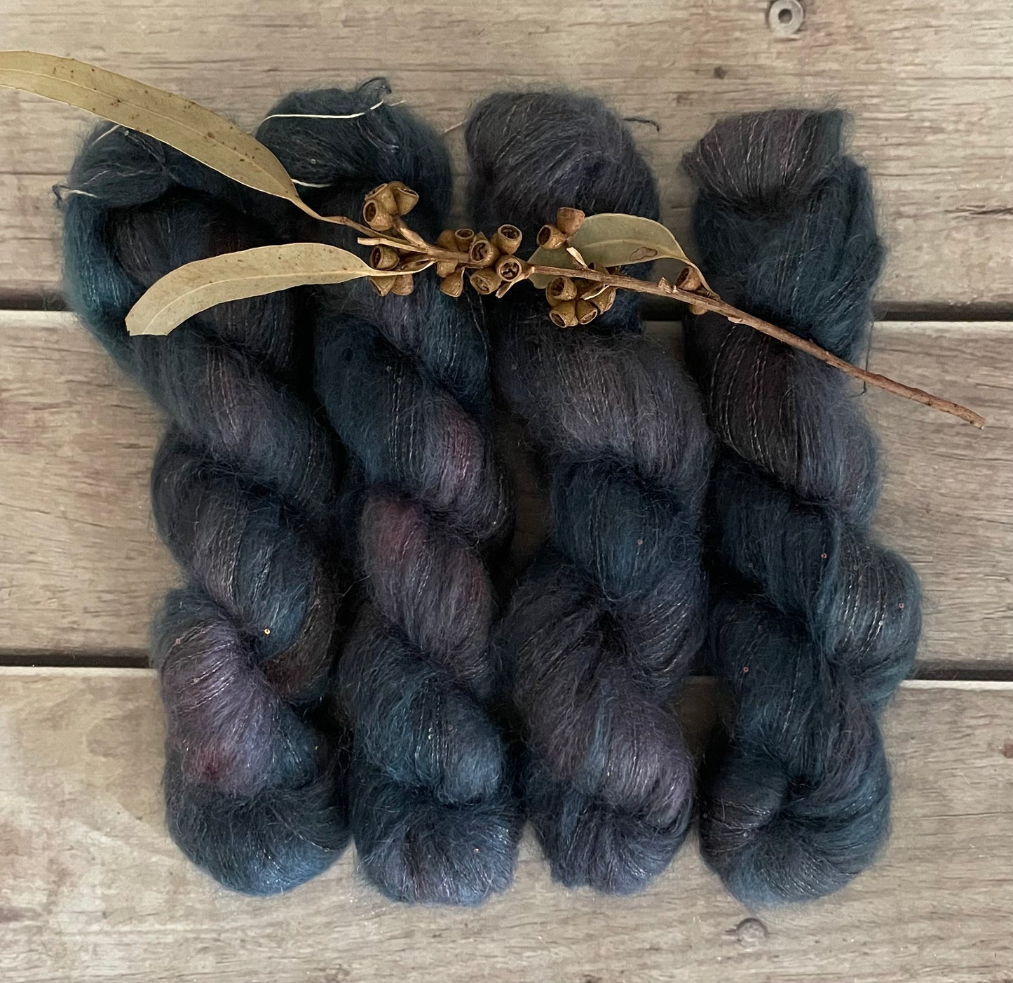 Twilight on Gyrokuro - mohair/silk/sequins - 3 ply