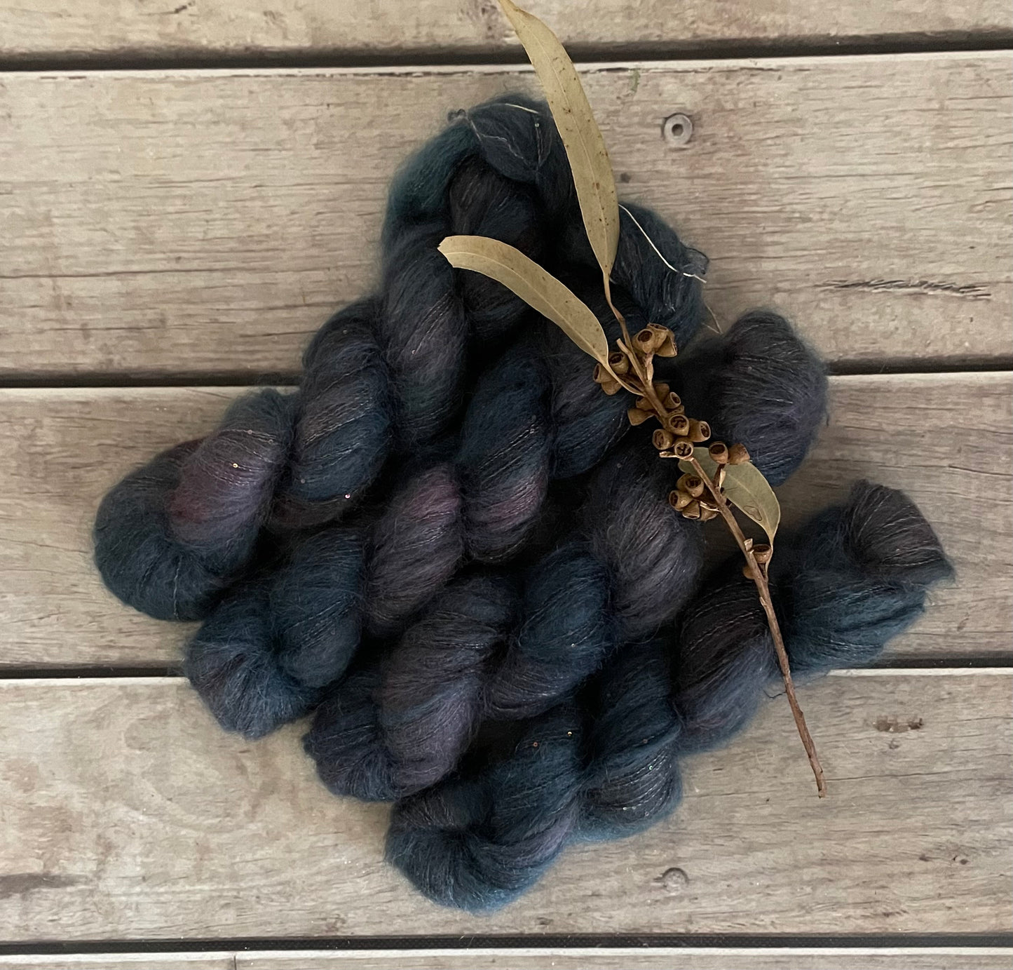 Twilight on Gyrokuro - mohair/silk/sequins - 3 ply
