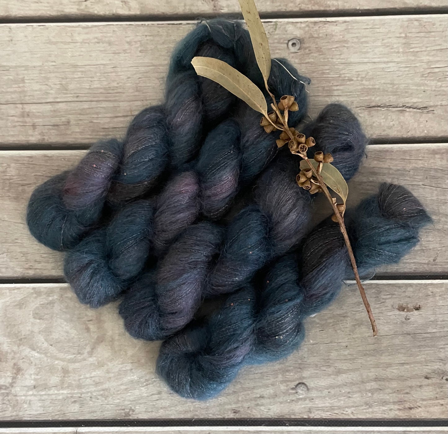 Twilight on Gyrokuro - mohair/silk/sequins - 3 ply