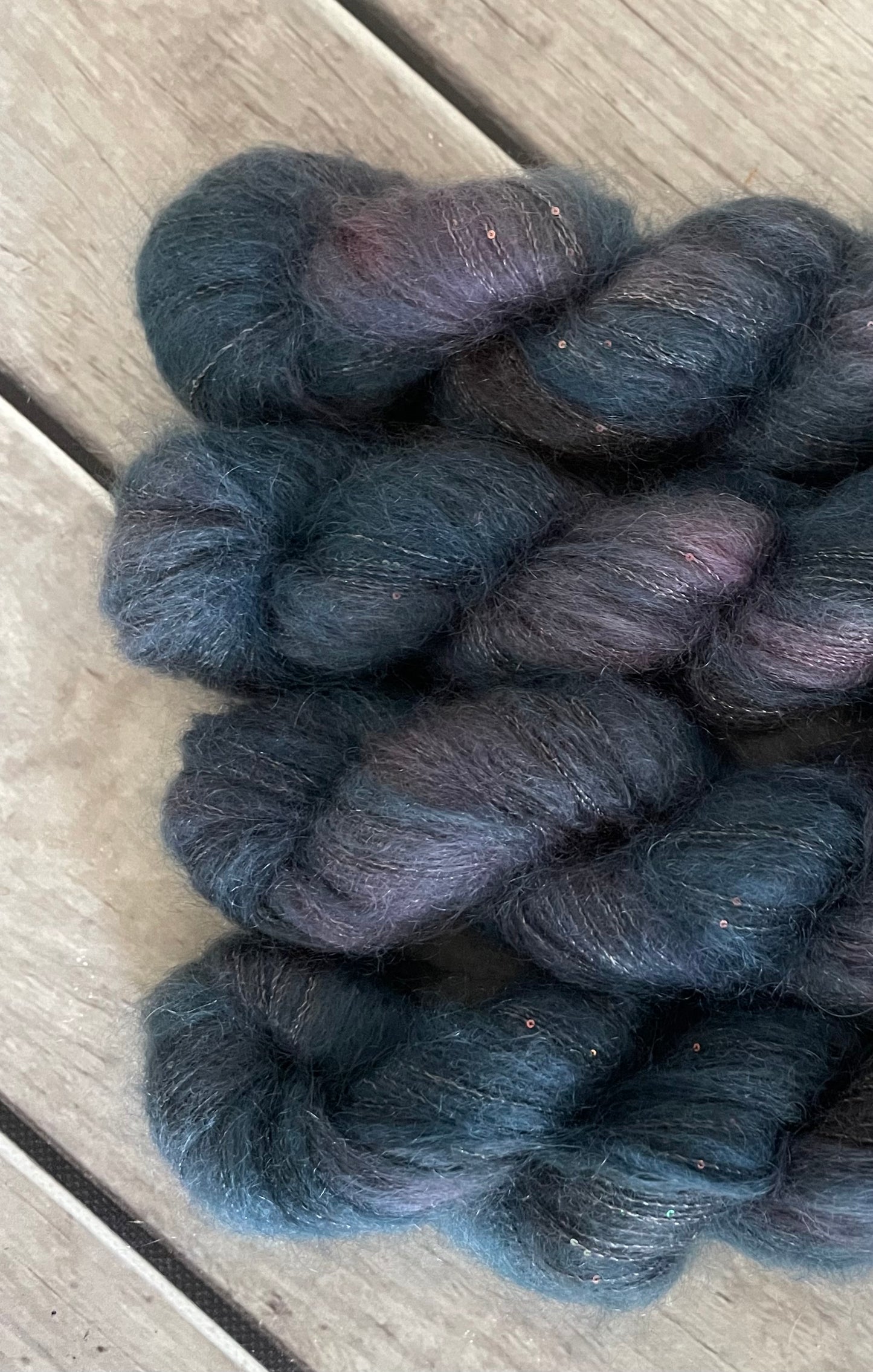 Twilight on Gyrokuro - mohair/silk/sequins - 3 ply
