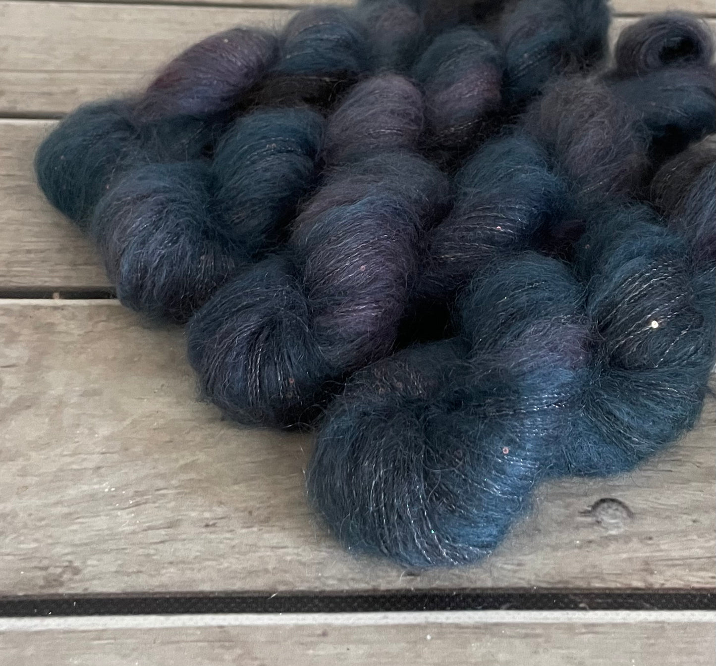 Twilight on Gyrokuro - mohair/silk/sequins - 3 ply