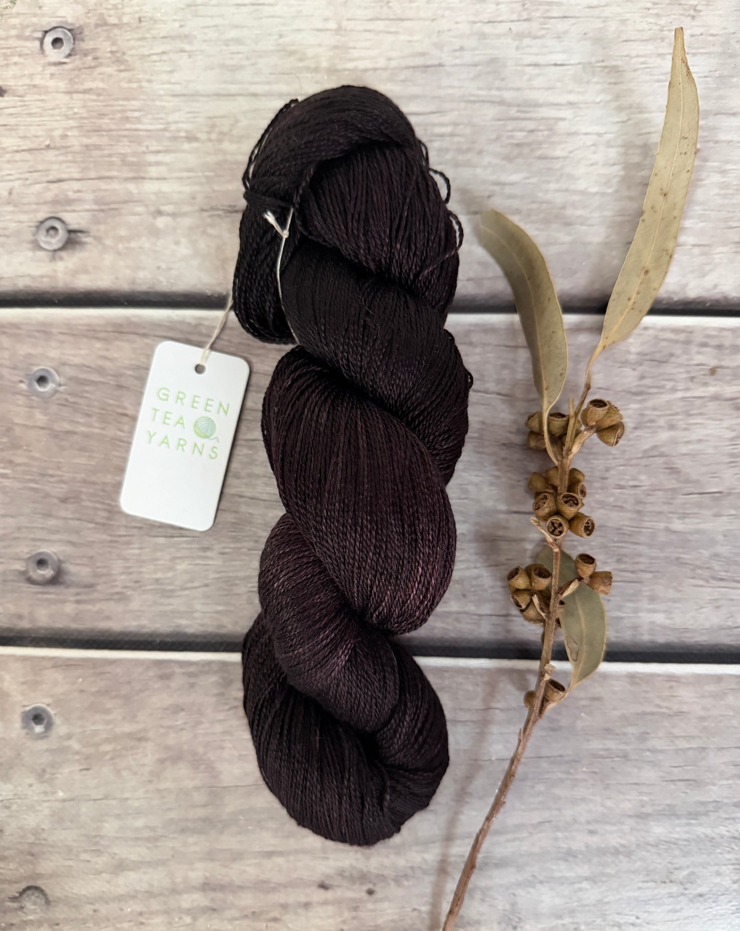 Bitter Chocolate ooak - 3 ply pure silk yarn - Ginseng hl