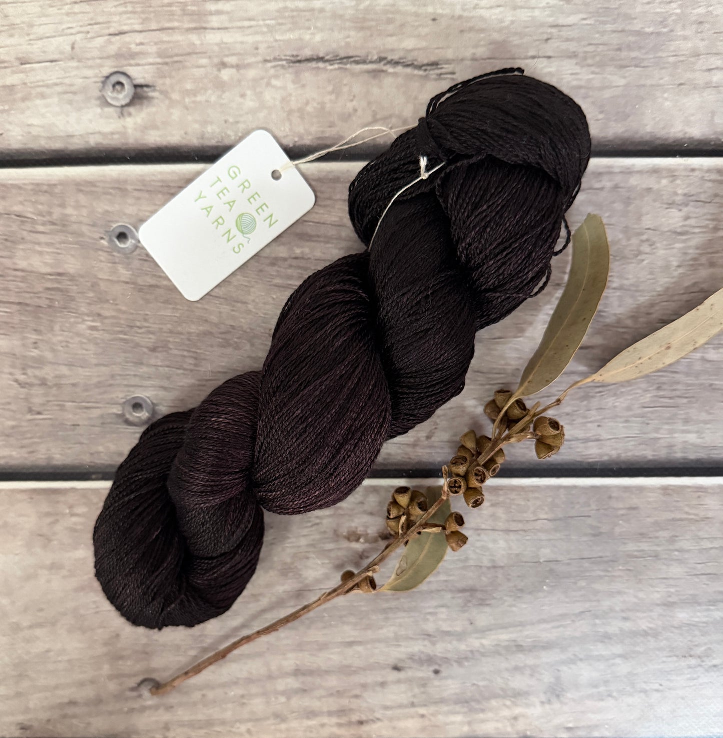Bitter Chocolate ooak - 3 ply pure silk yarn - Ginseng hl
