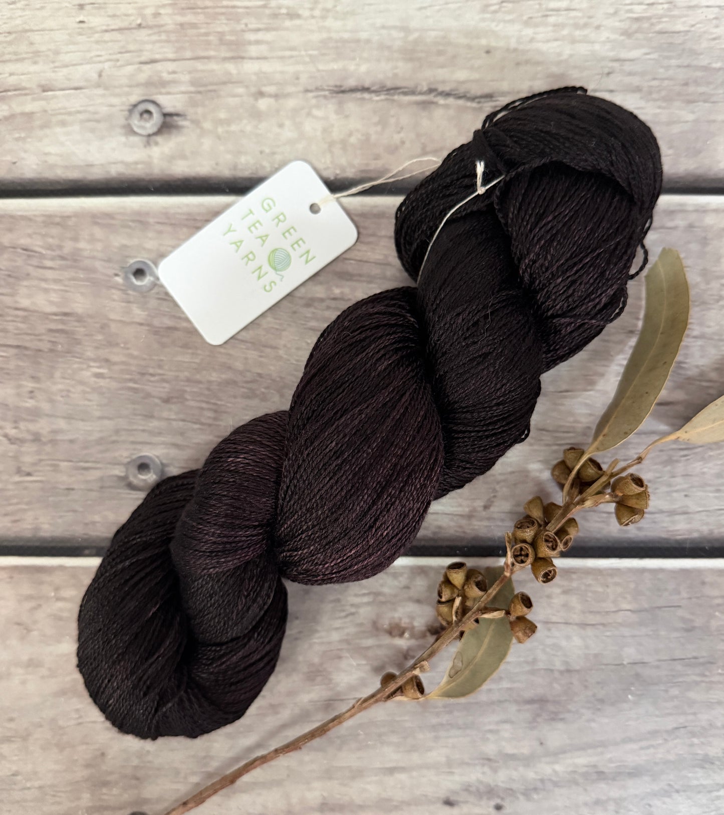 Bitter Chocolate ooak - 3 ply pure silk yarn - Ginseng hl