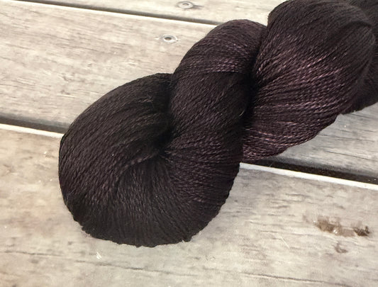 Bitter Chocolate ooak - 3 ply pure silk yarn - Ginseng hl