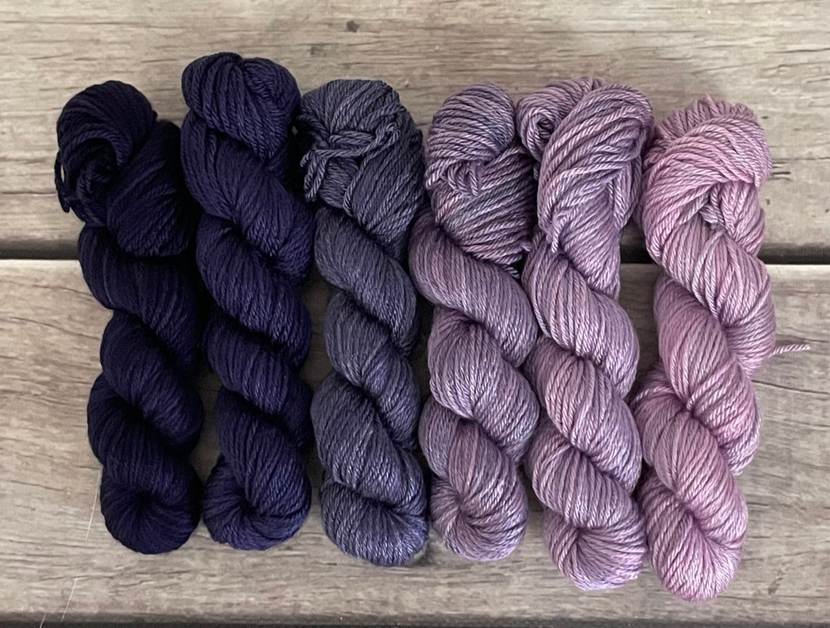 Knit for the Girls 2026 - Purple Fade - 6 x mini 20g skeins - Jasmine 4 ply