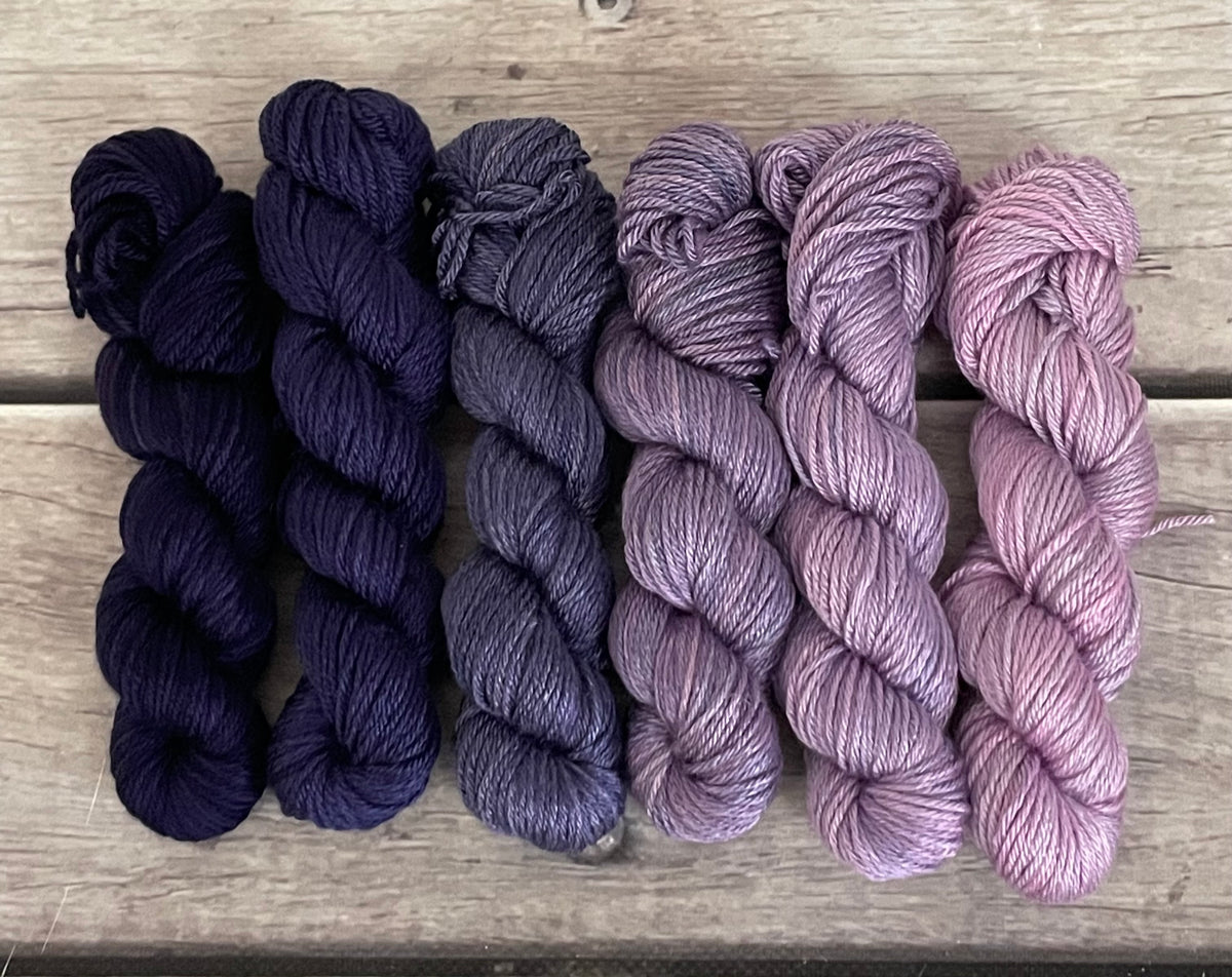 Knit for the Girls 2026 - Purple Fade - 6 x mini 20g skeins - Jasmine 4 ply