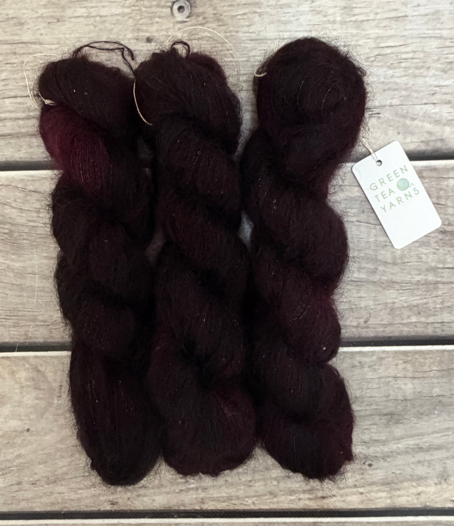 Black Cherry - mohair/silk/sequins - Gyrokuro 3ply