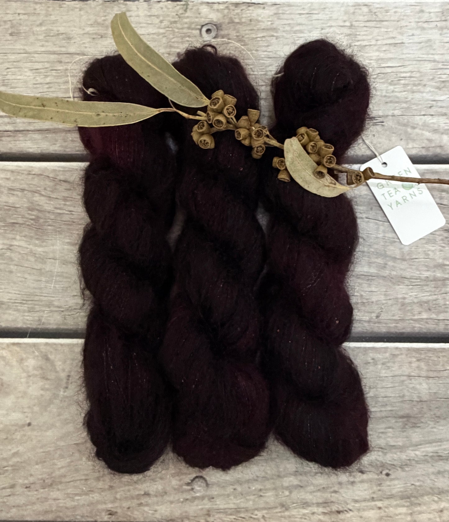 Black Cherry - mohair/silk/sequins - Gyrokuro 3ply
