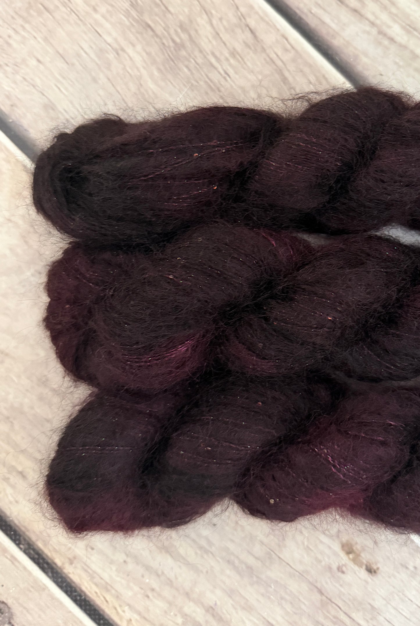 Black Cherry - mohair/silk/sequins - Gyrokuro 3ply