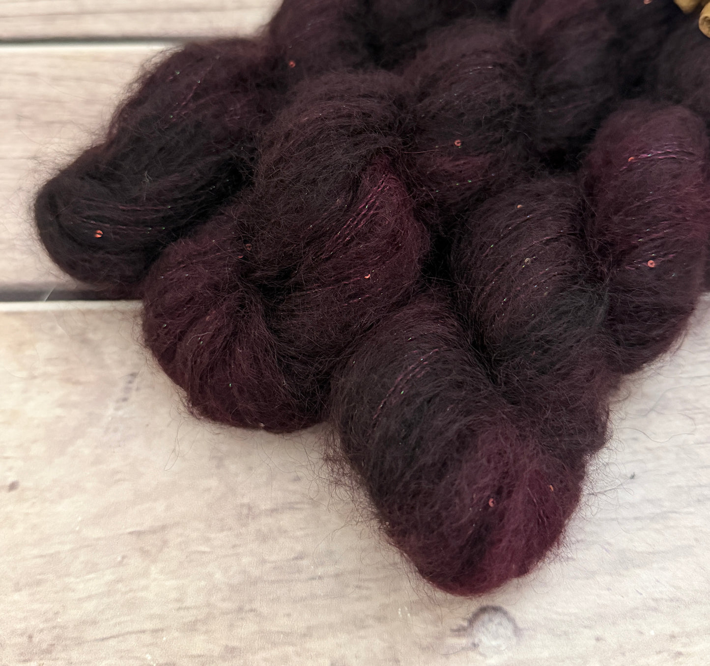 Black Cherry - mohair/silk/sequins - Gyrokuro 3ply