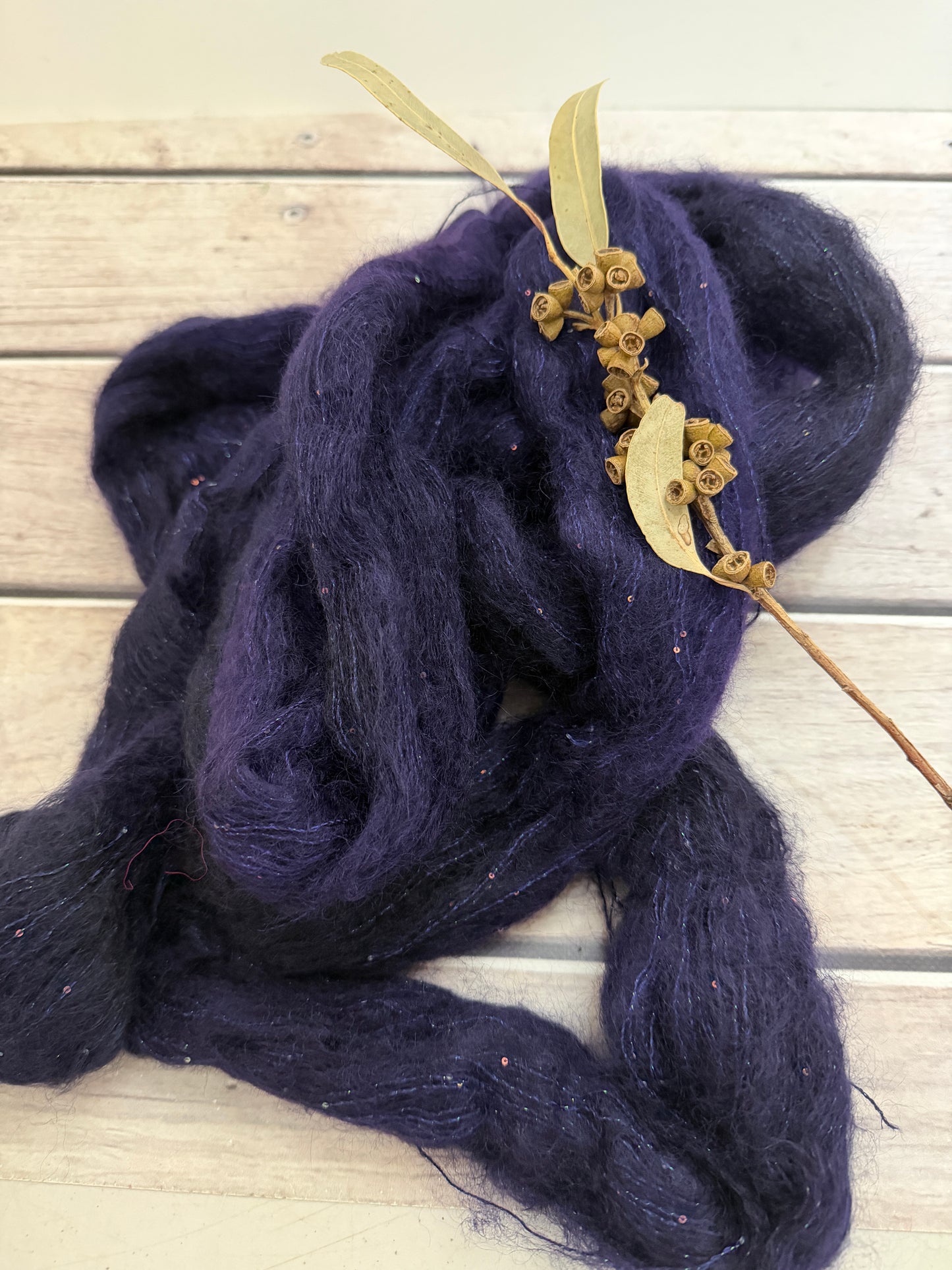 Percy's Purple - mohair/silk/sequins - Gyrokuro 3ply
