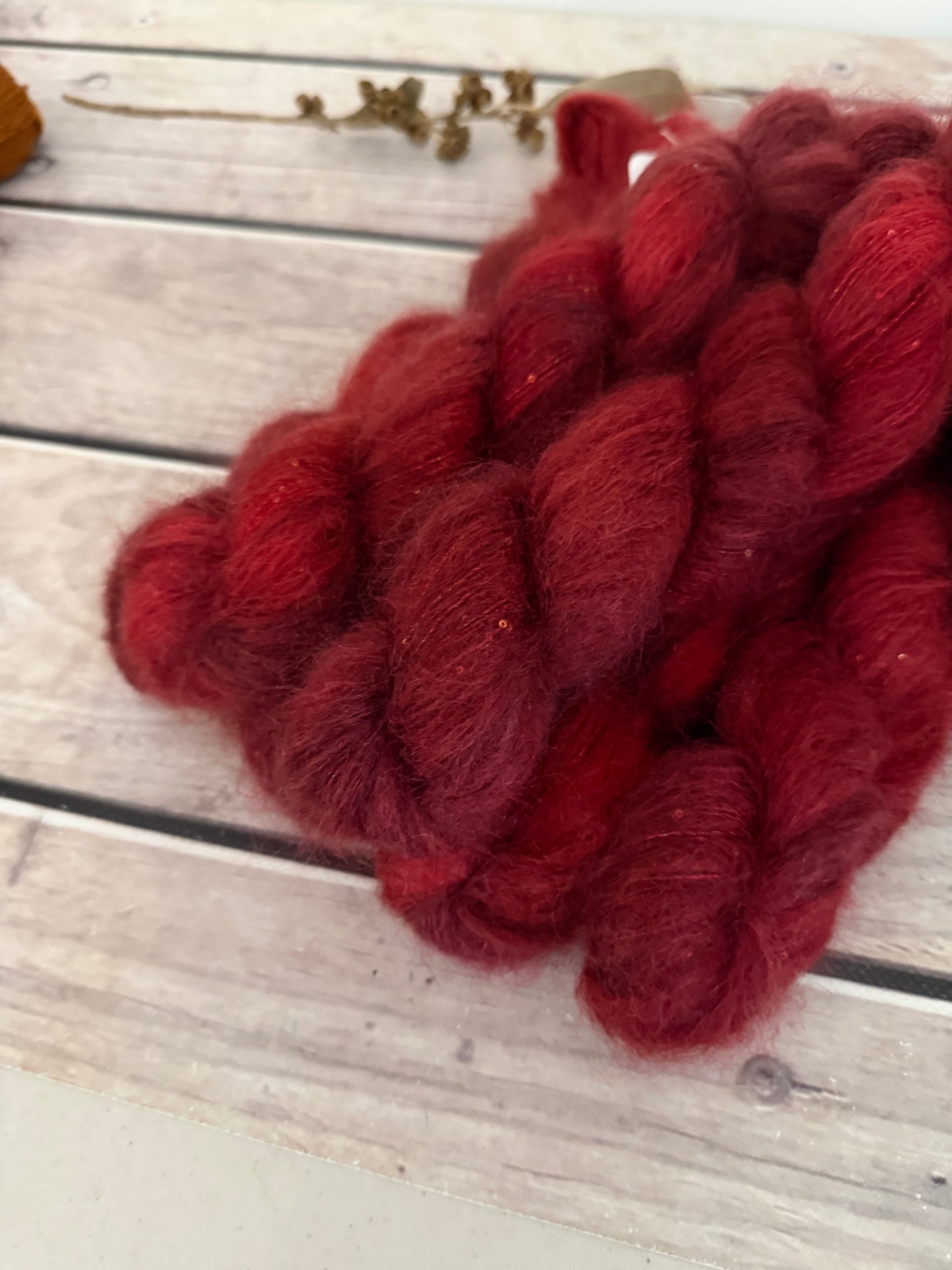 New Red - mohair/silk/sequins - Gyrokuro 3ply